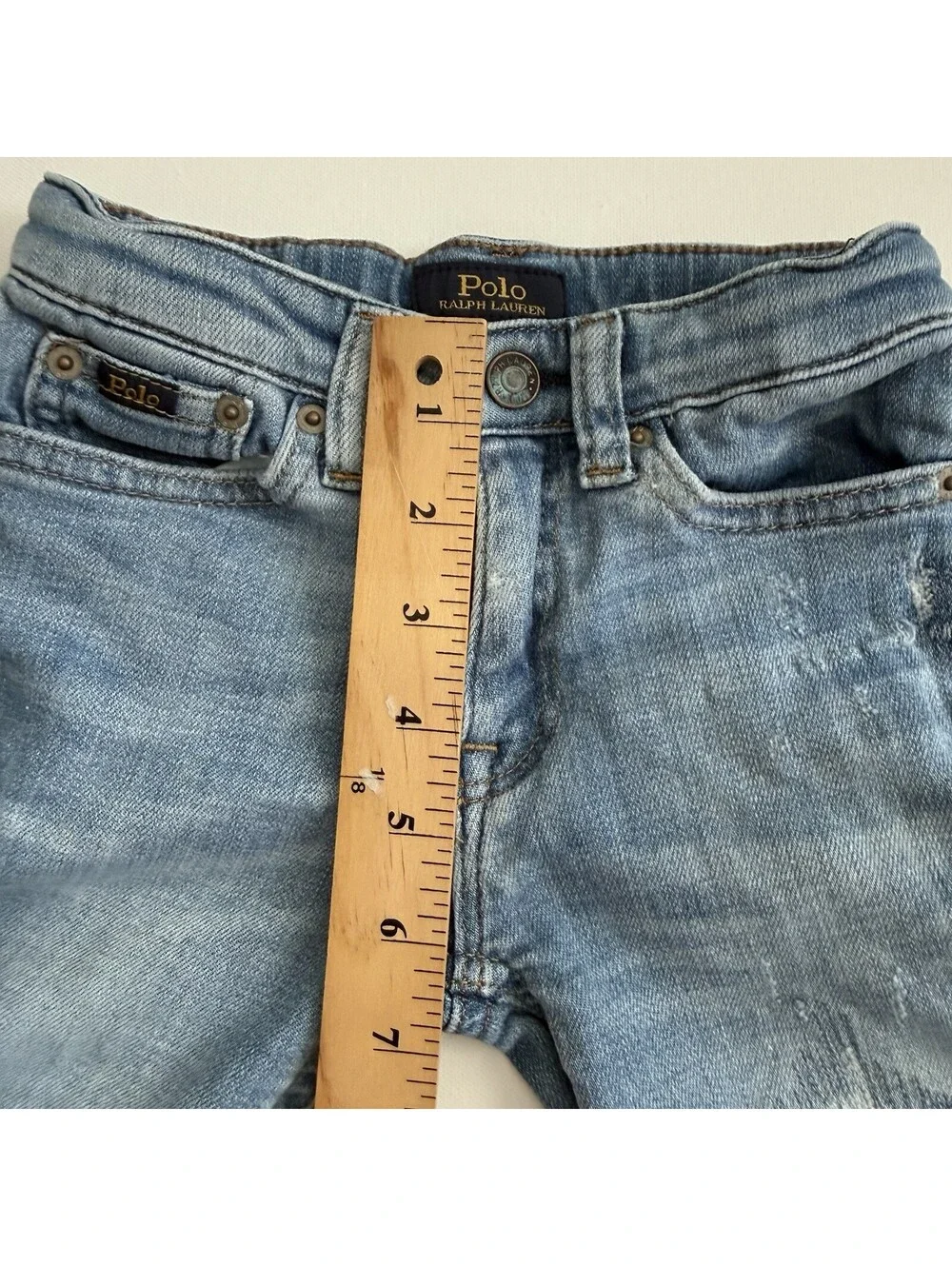 Polo Ralph Lauren Tompkins HR Skinny Jeans Girls Size 5 Distressed Light Wash